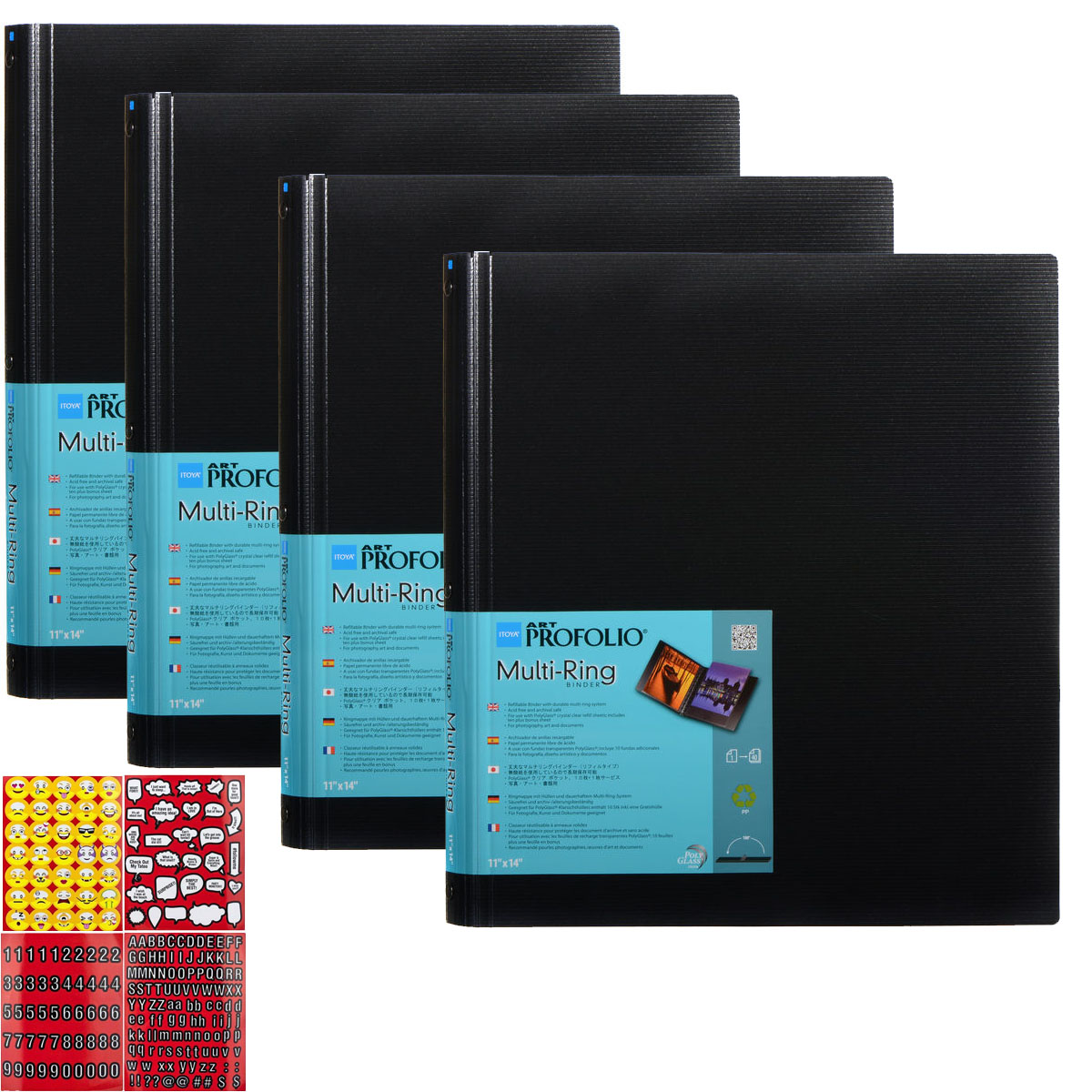 Itoya Art Portfolio Multi-Ring 11x14 Binder 4 Pack+ Stickers